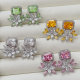 Pave zircon flower earrings