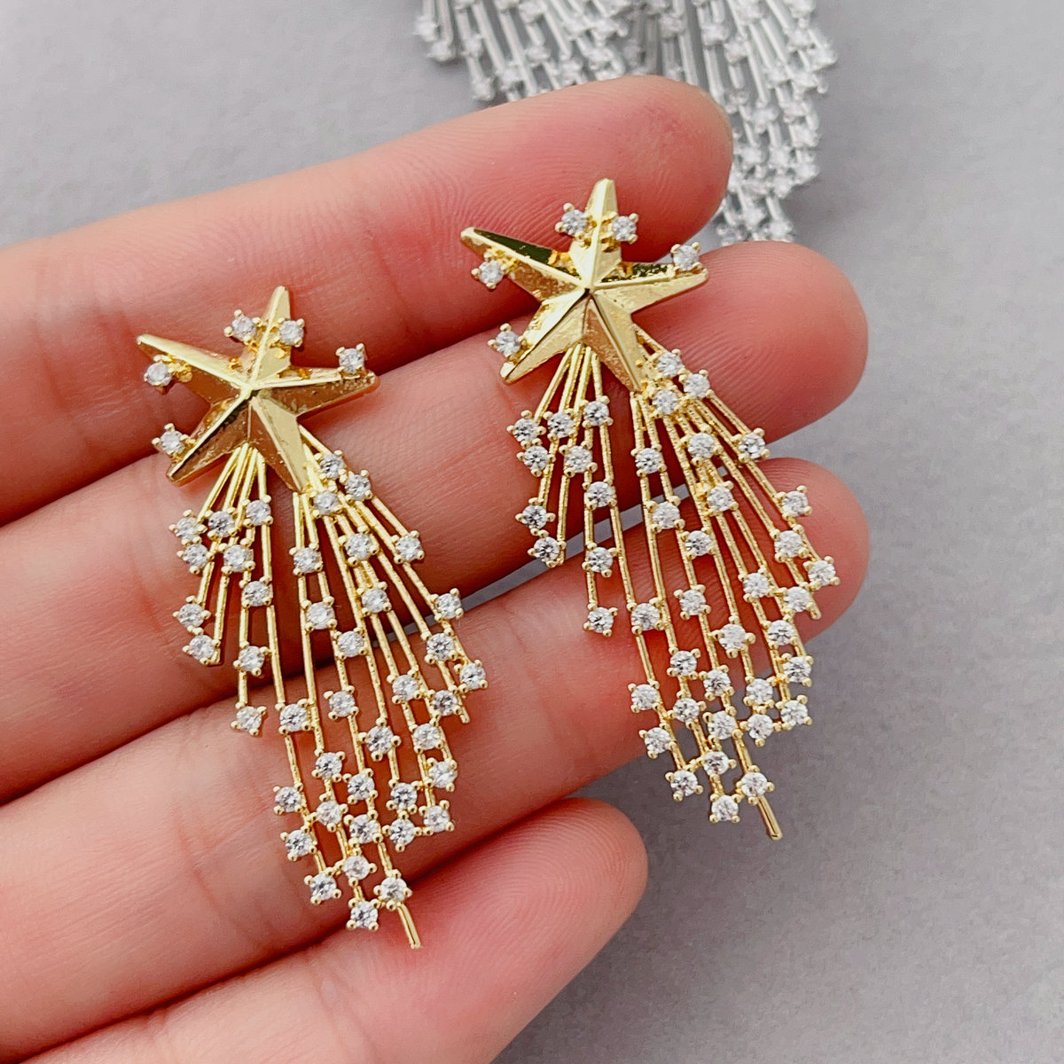 Pave star earrings