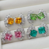 Pave zircon fan earrings