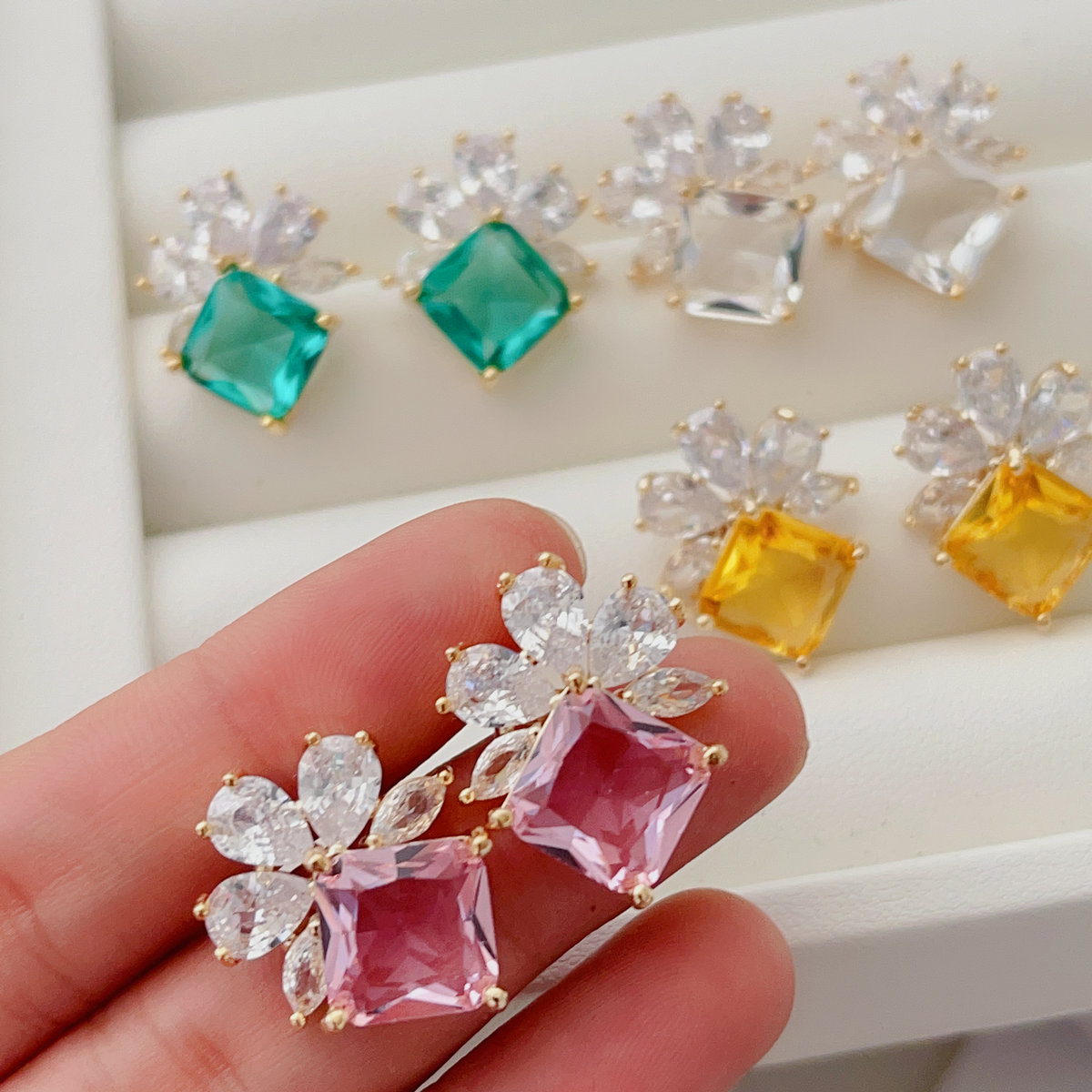 Pave zircon earrings