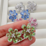 Pave flower earrings
