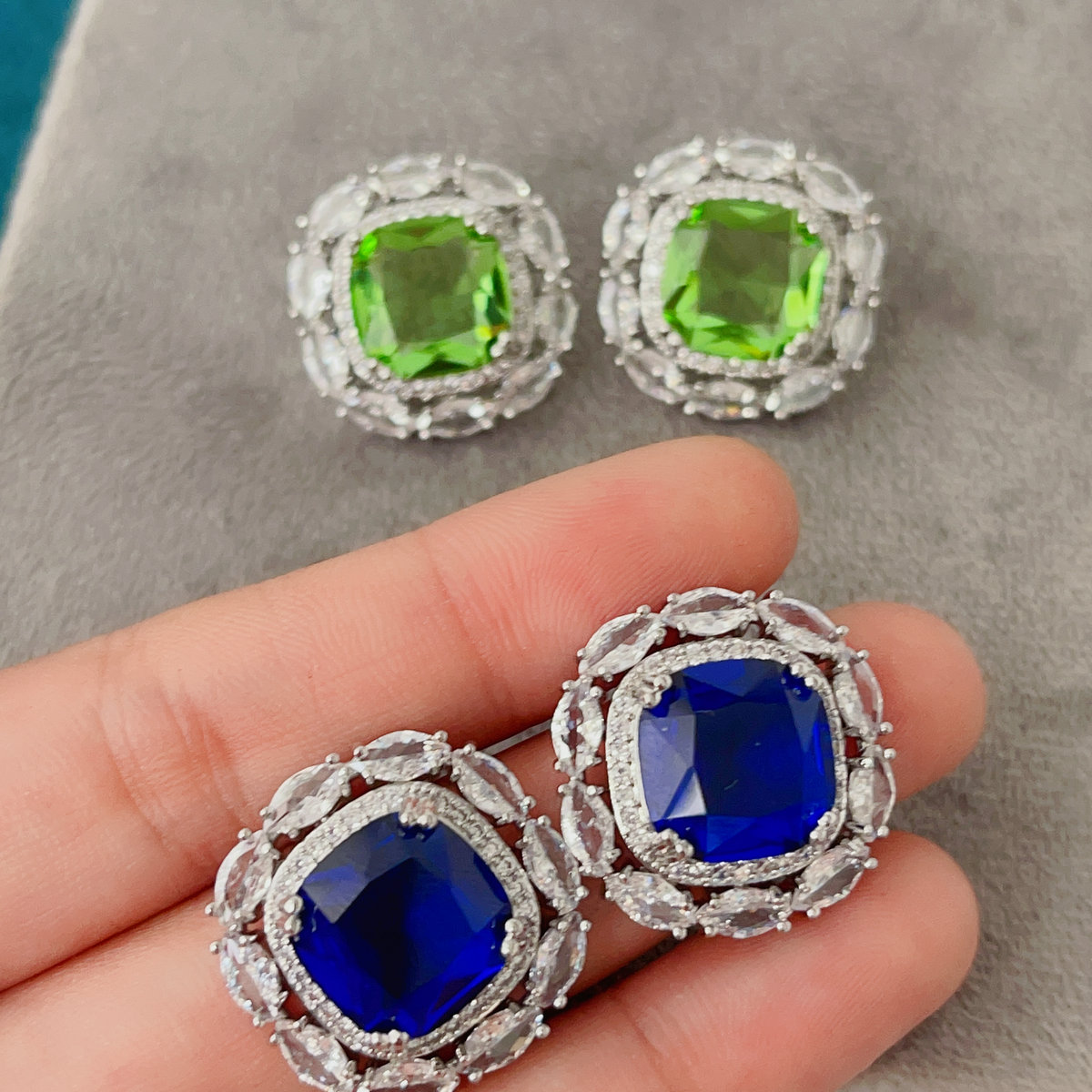 Pave quare earrings