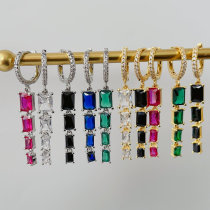 Square zircon charm earrings
