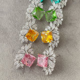 Pave zircon fan earrings