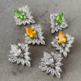 Pave zircon leaf earrings