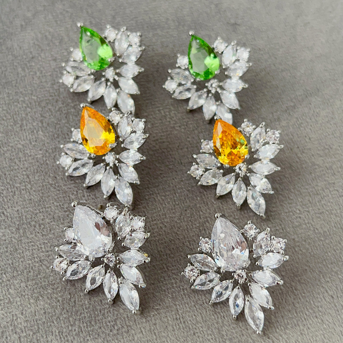 Pave zircon leaf earrings