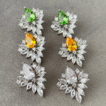 Pave zircon leaf earrings