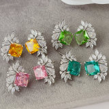 Pave zircon fan earrings
