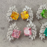 Pave zircon fan earrings