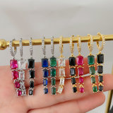 Square zircon charm earrings