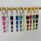 Square zircon charm earrings