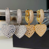 Pearl heart pendant earrings