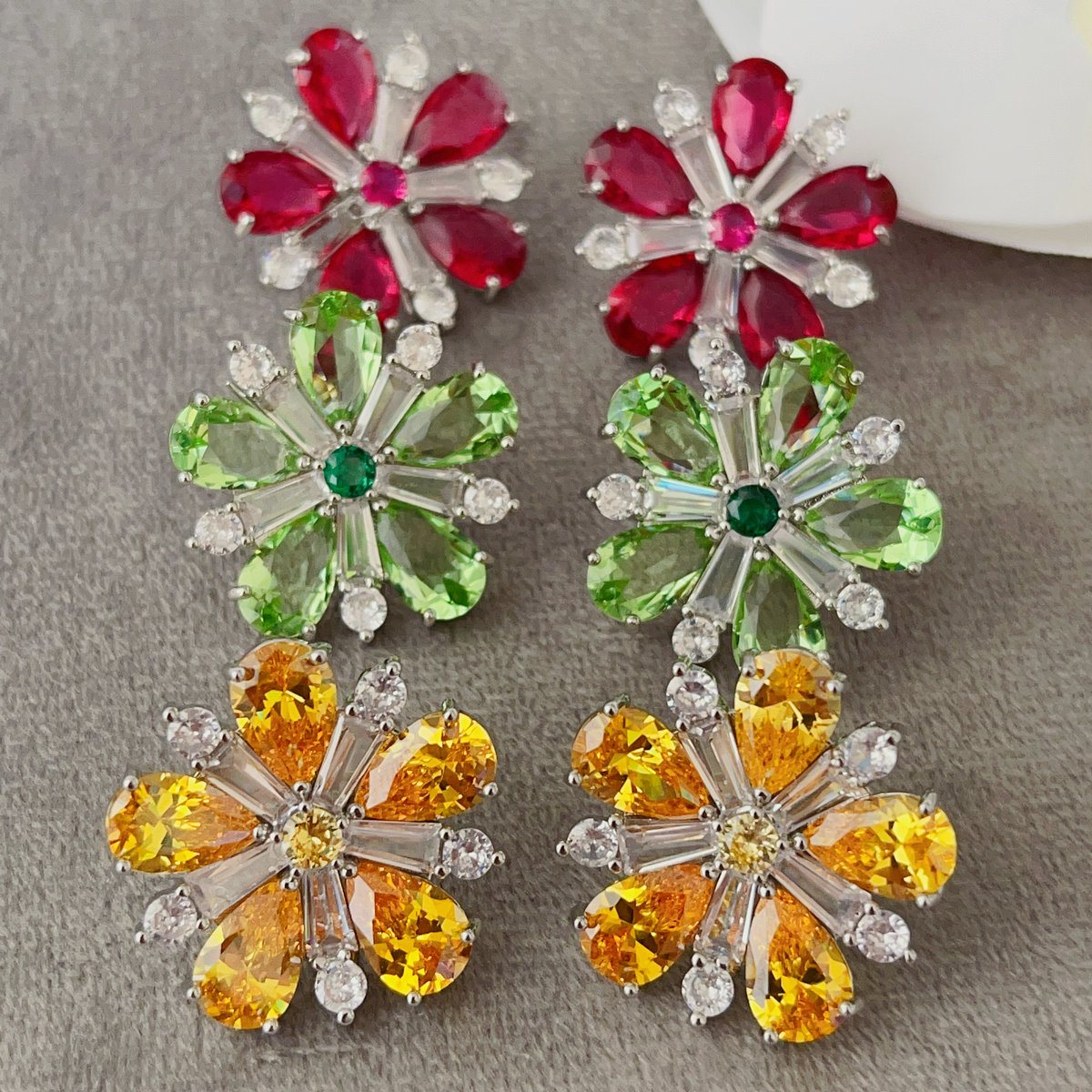 Pave flower earrings