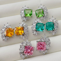 Pave zircon fan earrings