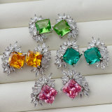 Pave zircon fan earrings