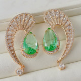Green zircon s shape earrings
