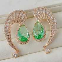 Green zircon s shape earrings