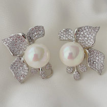 Pave flower earrings