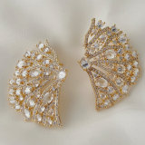 Pave fan earrings