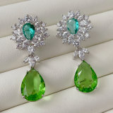 Green zircon water drop earrings