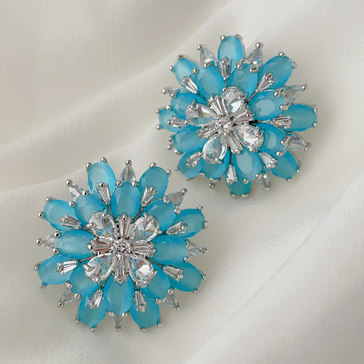 Blue zircon flower earrings