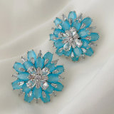 Blue zircon flower earrings