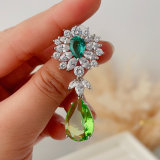 Green zircon water drop earrings