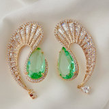 Green zircon s shape earrings