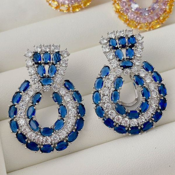 Blue zircon earrings
