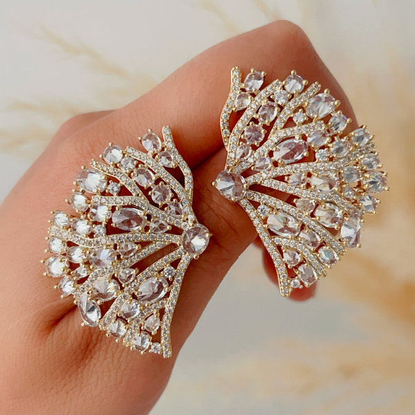 Pave fan earrings