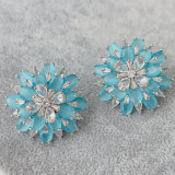 Blue zircon flower earrings
