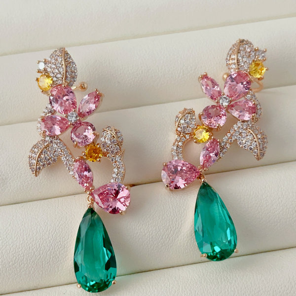 Pink zircon earrings
