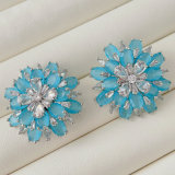 Blue zircon flower earrings