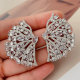 Pave silver color fan earrings