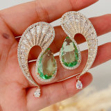 Green zircon s shape earrings