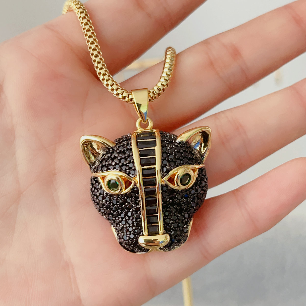 Big tiger black pendant necklace