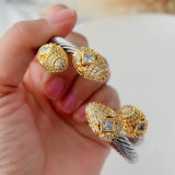 Stainless stee pave gold cuff