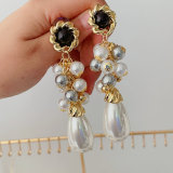 Long drop pearl earrings