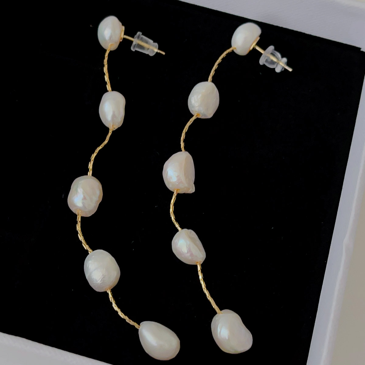 Long fresh water pearl earrings