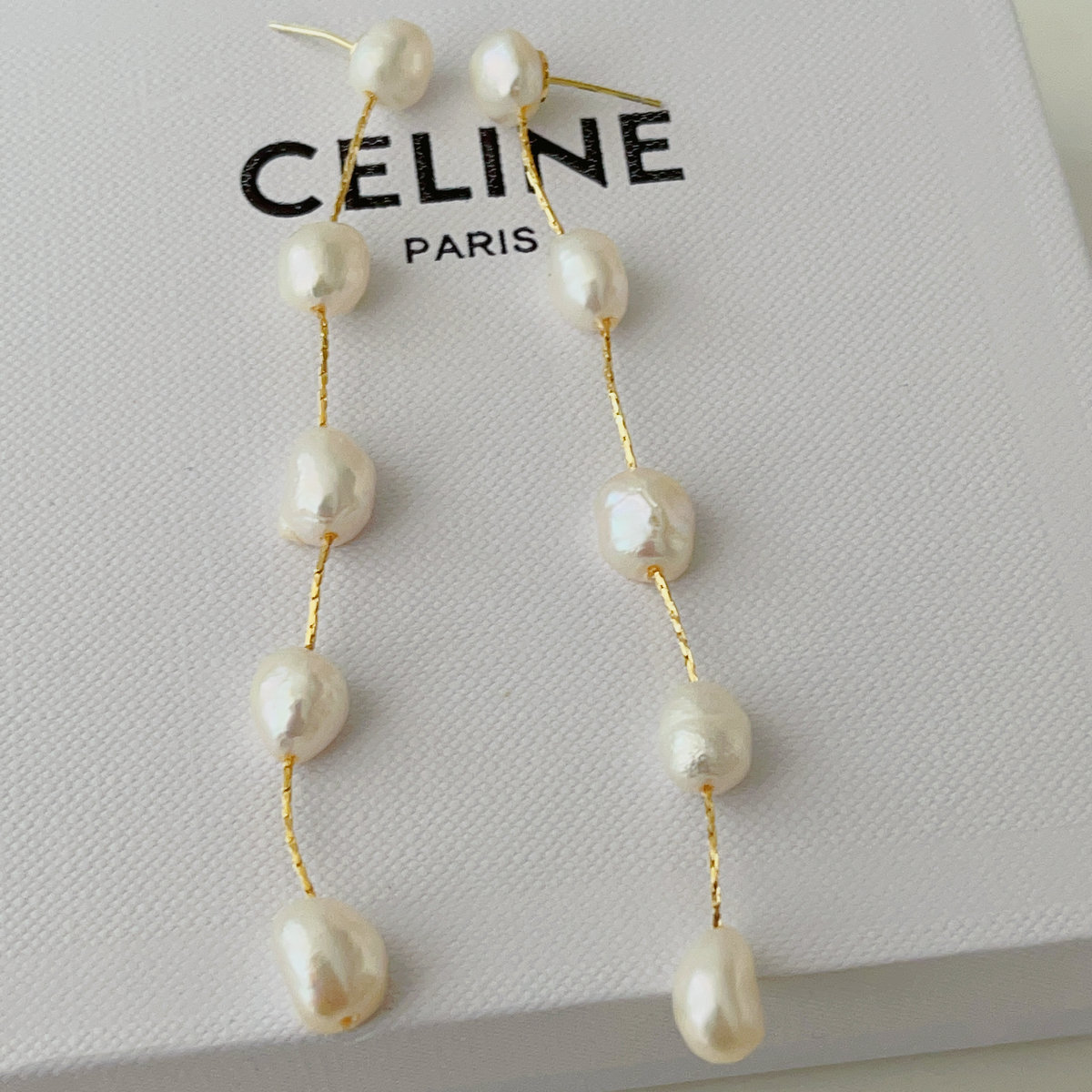 Long fresh water pearl earrings