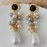 Long drop pearl earrings
