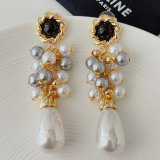 Long drop pearl earrings