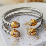 Stainless steel pave ball cuff