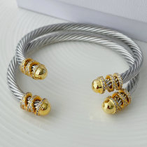 Stainless steel round gold ball cuff