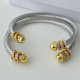 Stainless steel round gold ball cuff