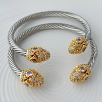 Stainless stee pave gold cuff