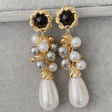 Long drop pearl earrings