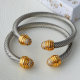 Stainless steel pave ball cuff