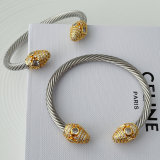 Stainless stee pave gold cuff