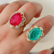 Colorful big stone ring